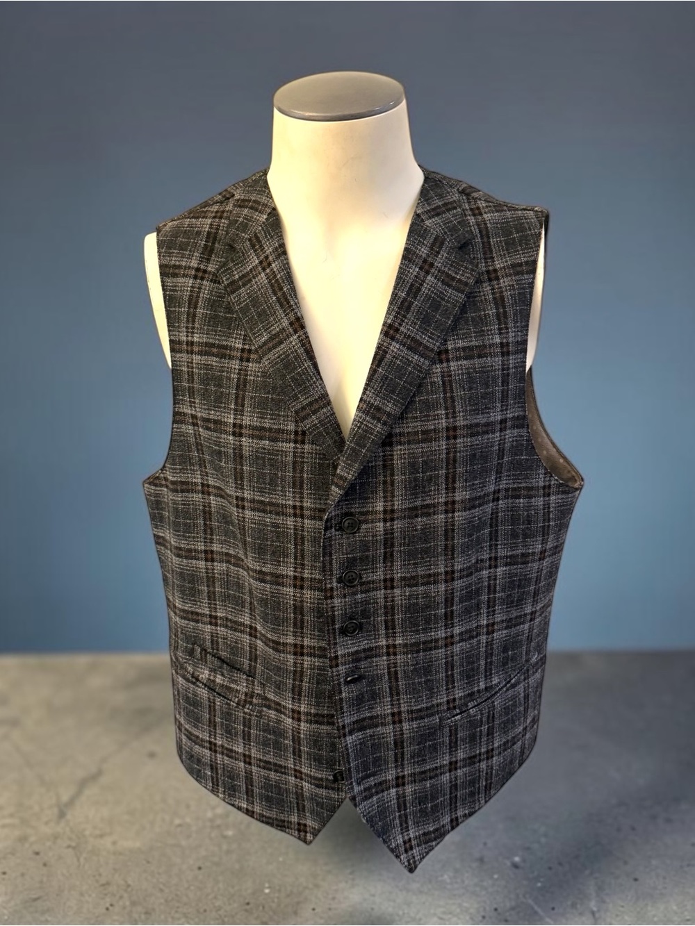 JKT NEW YORK Regis Wool Button Front Vest Size 42R